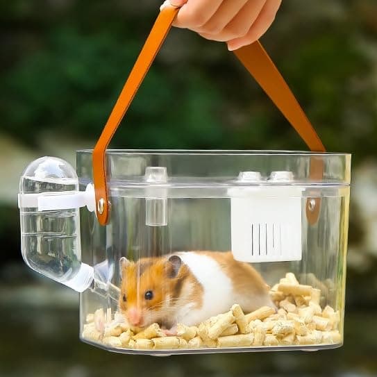 KAMEIOU Travel Small Animals Guinea Pig Cage Carrier for Hamsters Hedgehogs Ferret Guinea Pigs Portable Carrier Cage wit