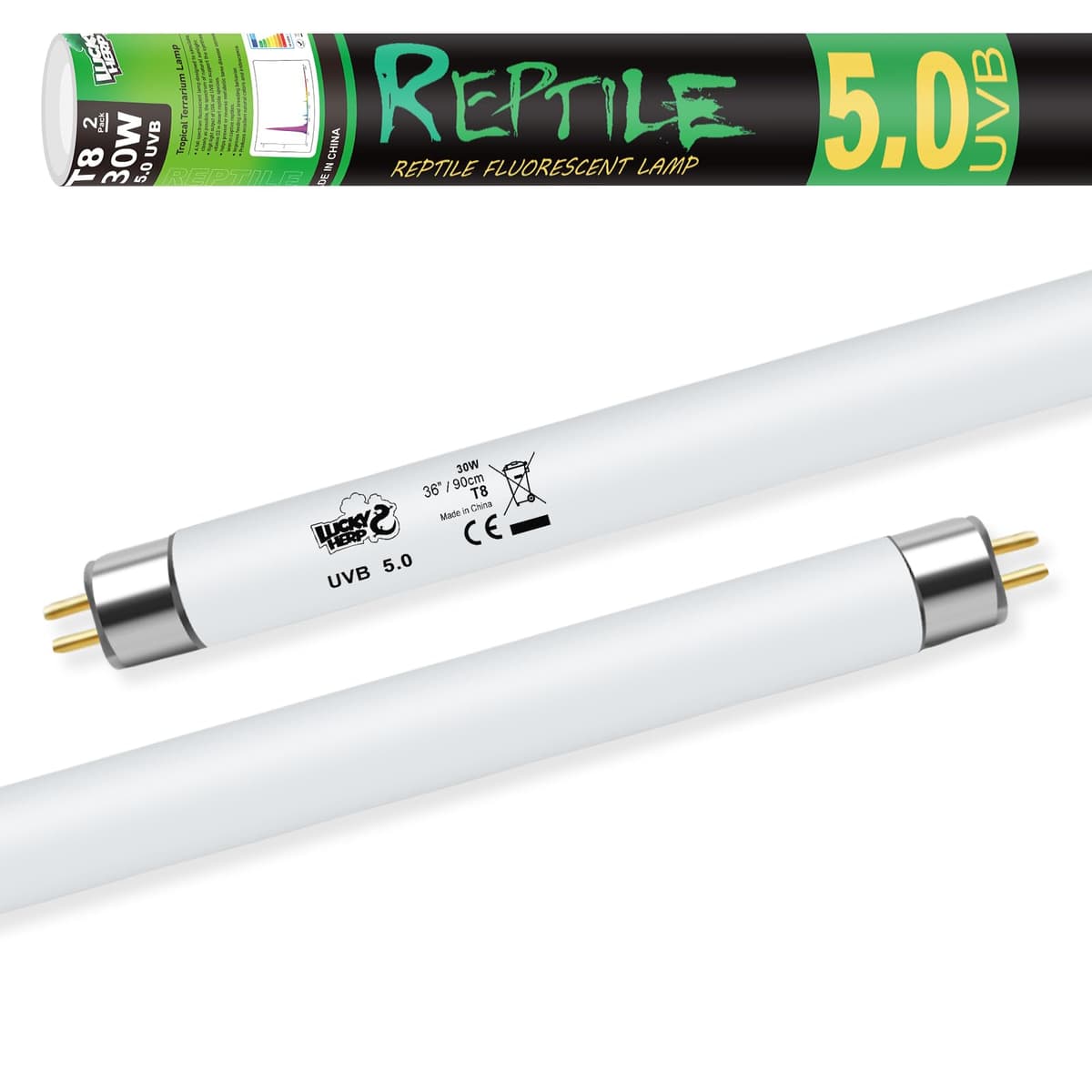 LUCKY HERP T8 30W UVB 5.0 Reptile Light, UVA UVB Reptile Light Bulb 2 Pack, Fluorescent Lamp for Reptiles Amphibians Liz