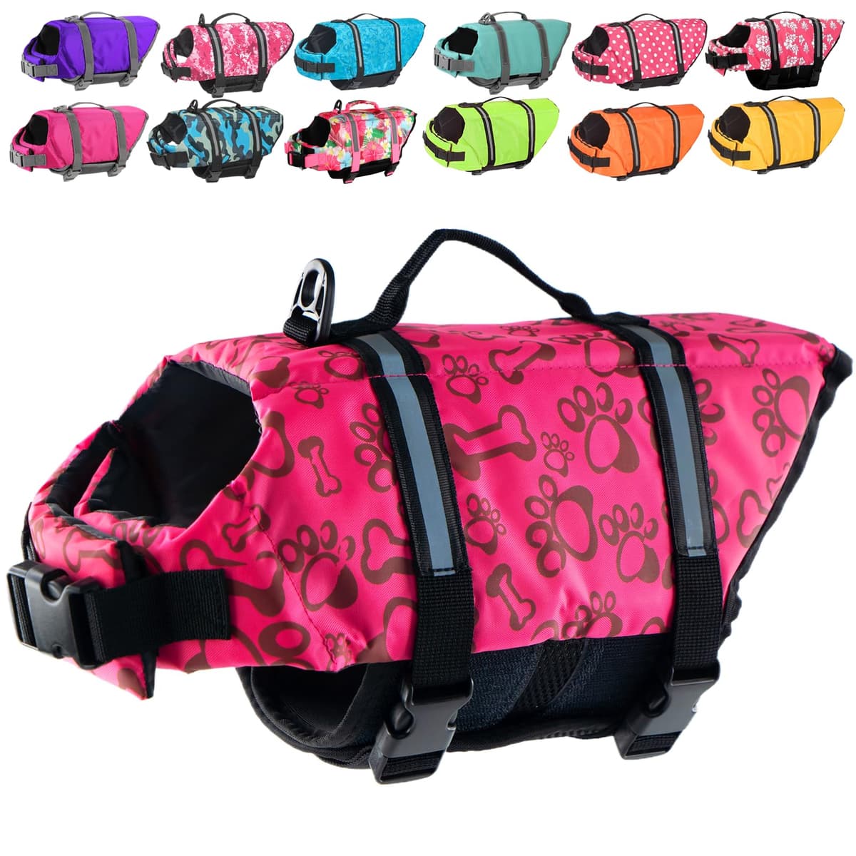 Doglay Dog Life Jacket with Rescue Handle, Dog Life Vest for Swimming Boating, Adjustable Reflective Puppy Swim Vest wit