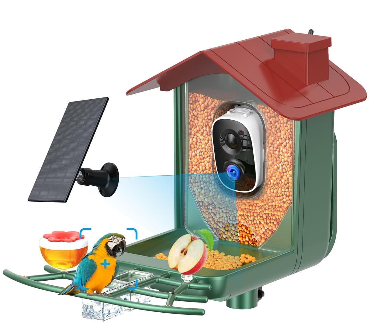 Smart Bird Feeder with Camera Outdoor: Solar Birdfeeder Cam for Outside Garden - 2K HD Live Video Camera AI Recognition 