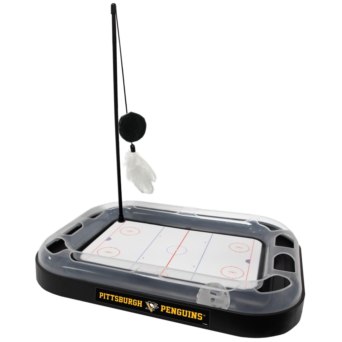 Pets First 5-in-1 NHL Pittsburgh Penguins Hockey Field Cat Scratcher Toy with Interactive Cat Ball Bell in Tracks