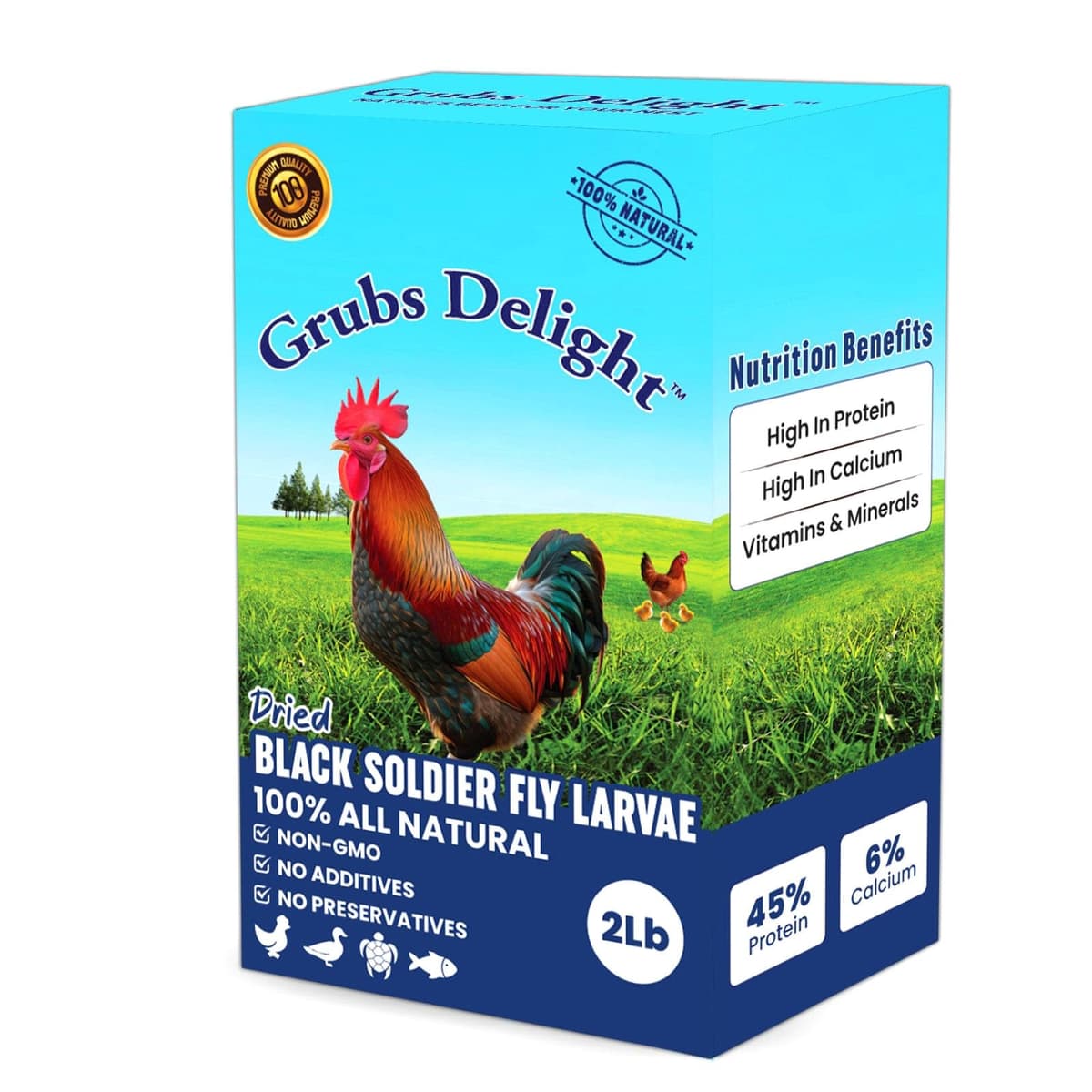 Grubs Delight 2LB Dried Black Soldier Fly Larvae for Chickens – 85x More Calcium Than Mealworms, for Chickens and Birds,