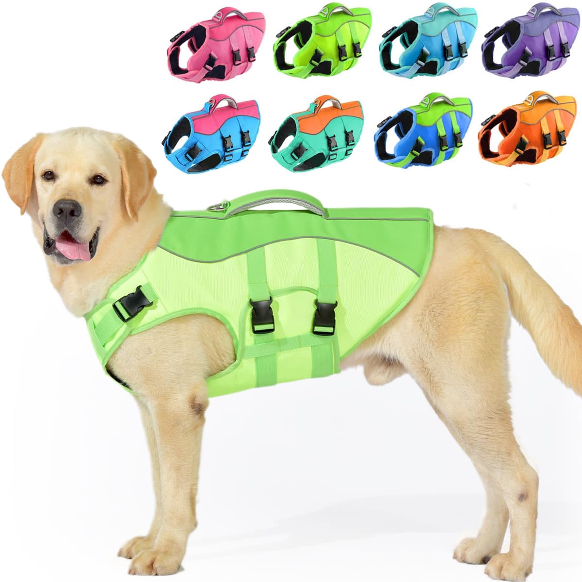 PETDSH Dog Life Jacket Large, High Flotation Dog Life Vest for Swimming Boating, Reflective Puppy Lifejacket with Superi
