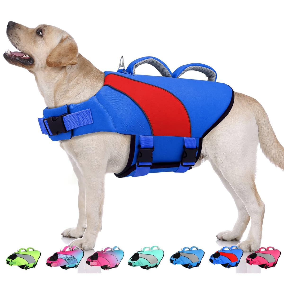 Doglay Dog Life Jacket with Double Rescue Handles, High Flotation Dog Life Vests for Swimming, Reflective Swimming Vest 