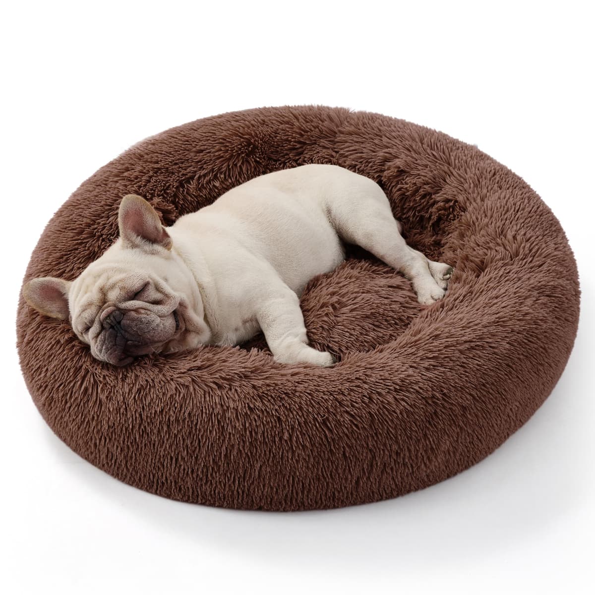 Bedsure Calming Donut Cat Bed - Fluffy Plush Round Pet Bed for Indoor Cats & Dogs, Washable Anti-Anxiety Soft Comfy Cudd