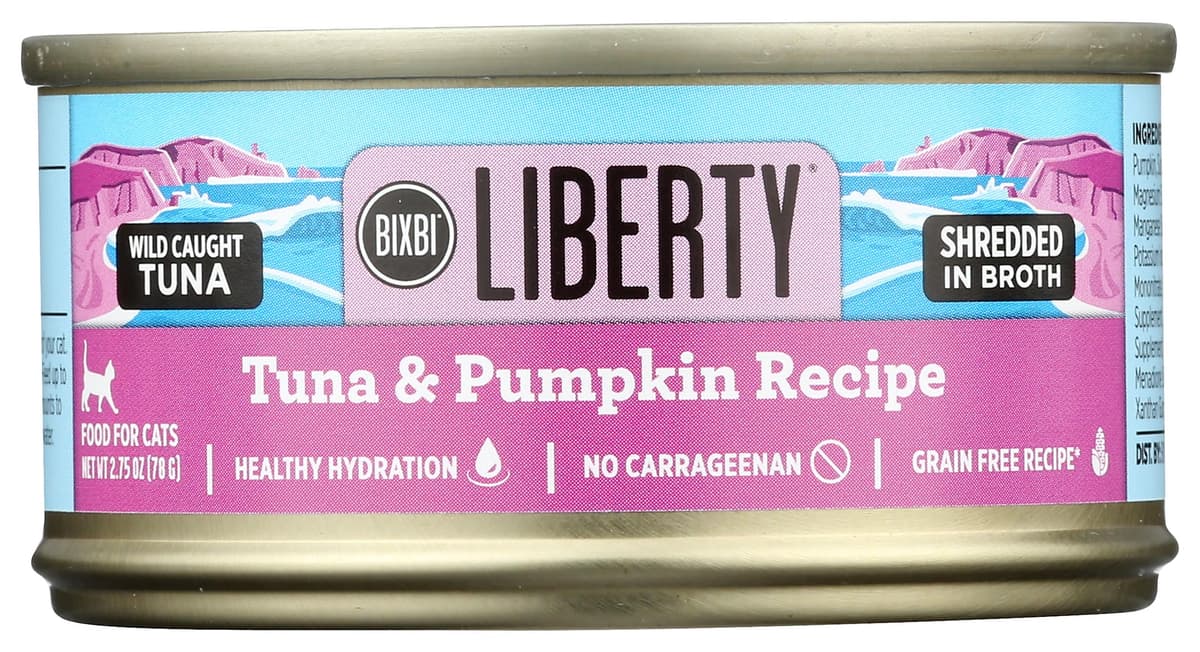 BIXBI Liberty Canned Wet Cat Food - Grain Free, Tuna and Pumpkin Recipe in Broth, 2.75 Ounce (Pack of 24)